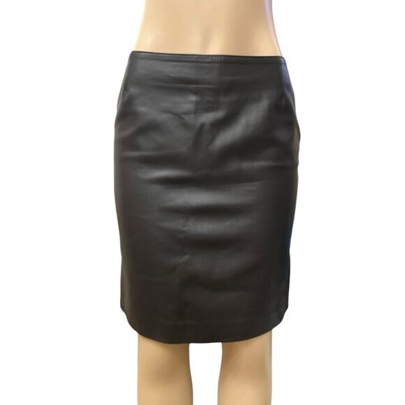 Vintage Escada lamb skin Black leather Skirt